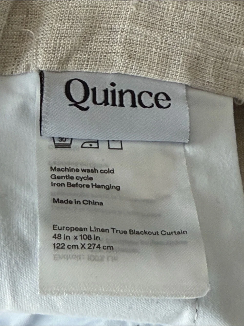 Quince Set of 2 European Linen True Blackout Curtains Flax 48x108 Panels